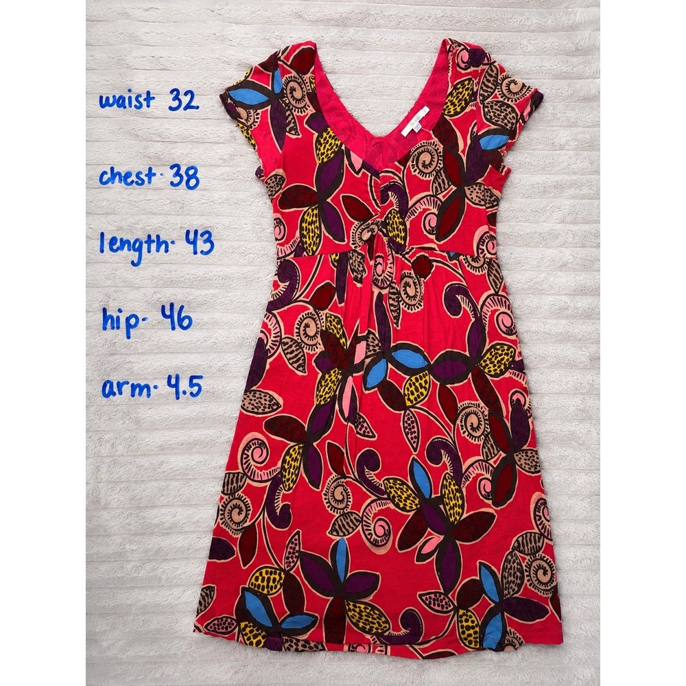 Boden Women's 10 Pink Floral Tencel V-Neck Empire Waist Midi Dress Summer Beach - Picture 13 of 13